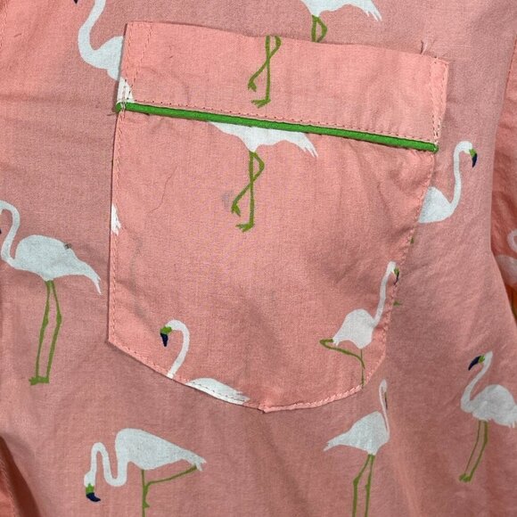 Lands' End Women's Sleep Shirt Button Front Long Sleeve Flamingo Peach Small S - Picture 5 of 6